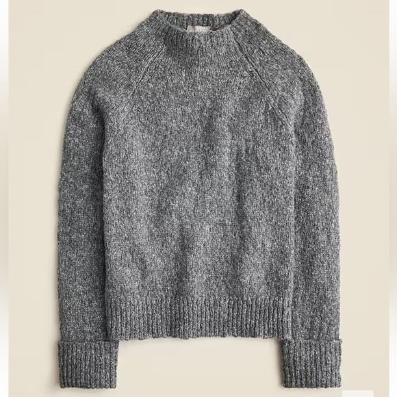 J.CREW Cuffed Sleeve Mockneck Sweater Heather Gray Chunky Soft Size Small NEW - Picture 1 of 8